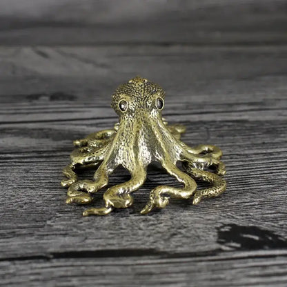 Golden brass octopus sculpture living room decor figurine