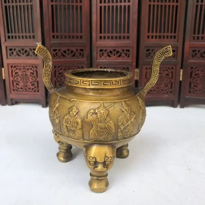 Golden brass three tiered tower incense burner buddhist hall decor