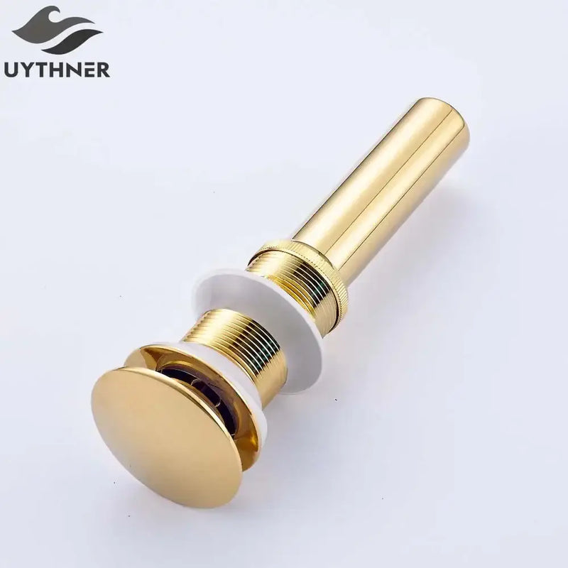 Golden brass vintage bathroom sink pop up drain