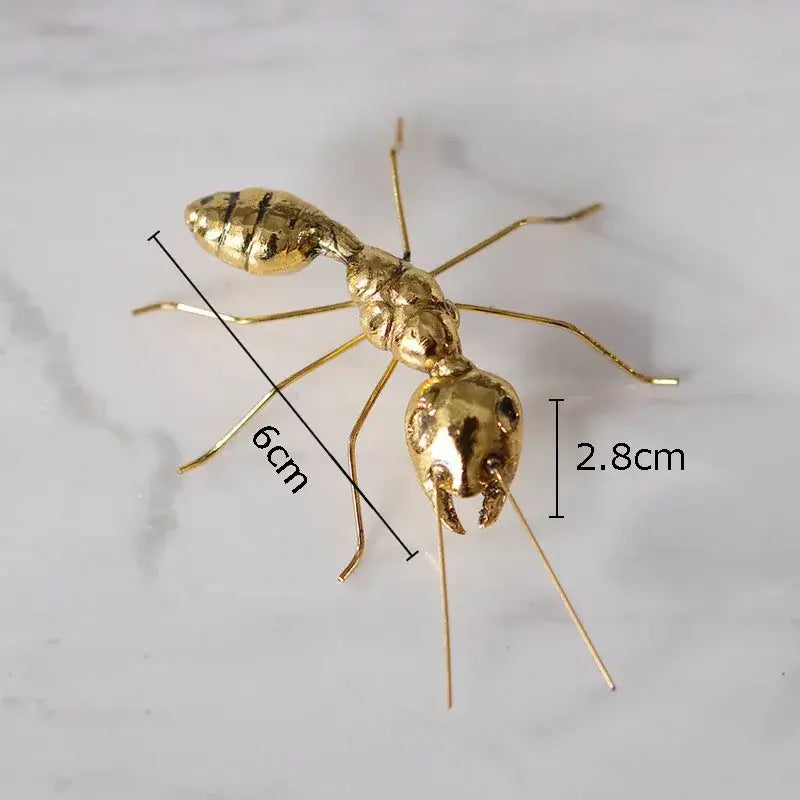 Golden butterfly ant miniature metal figurine living room decor