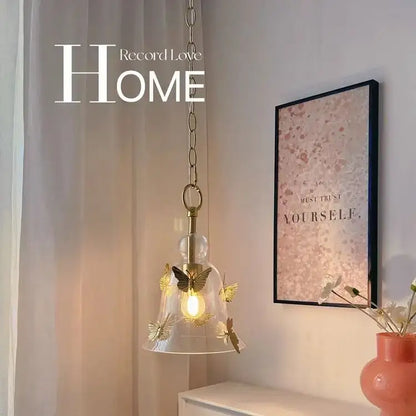 Golden butterfly bedhead glass pendant lamp for dining room