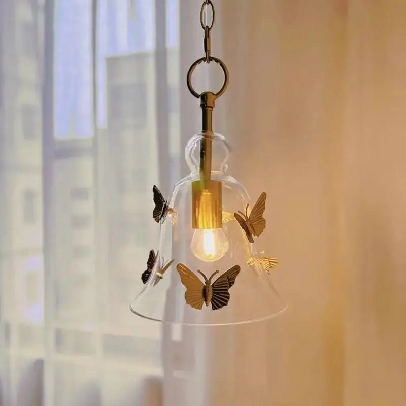 Golden butterfly bedhead glass pendant lamp for dining room