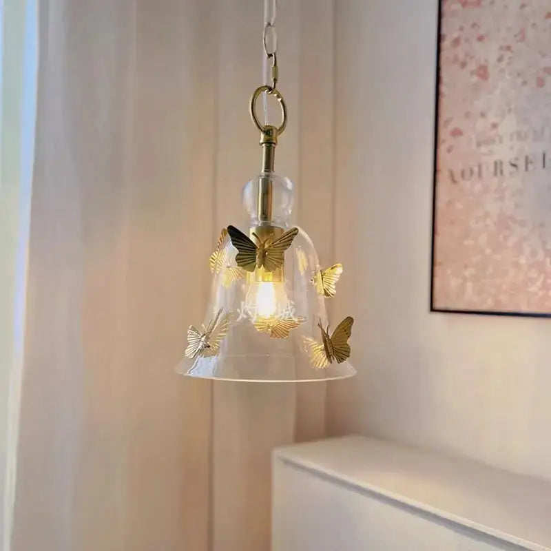 Golden butterfly bedhead glass pendant lamp for dining room