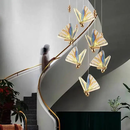Golden butterfly led pendant light for bedroom and dining room