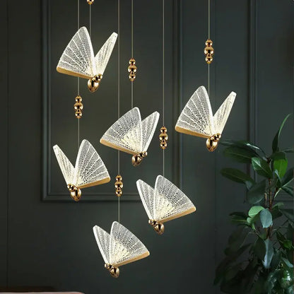 Golden butterfly led pendant light for kitchen and dining room