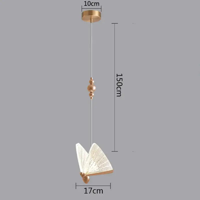 Golden butterfly led pendant light for kitchen and dining room