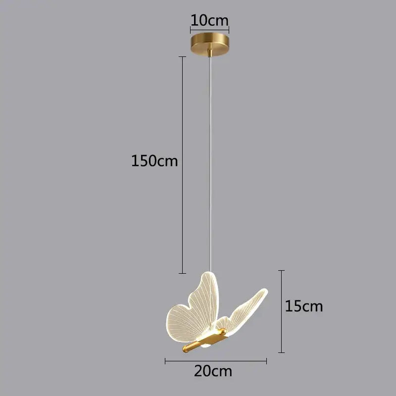 Golden butterfly led pendant light for kitchen and dining room
