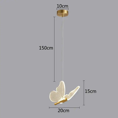 Golden butterfly led pendant light for kitchen and dining room