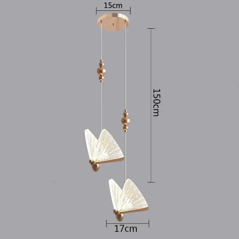 Golden butterfly led pendant light for kitchen and dining room