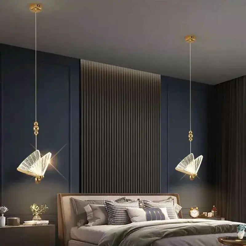 Golden butterfly led pendant light for kitchen and dining room