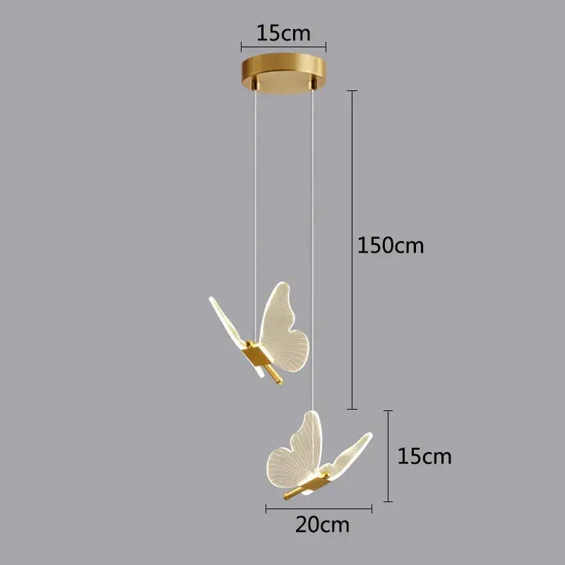 Golden butterfly led pendant light for kitchen and dining room