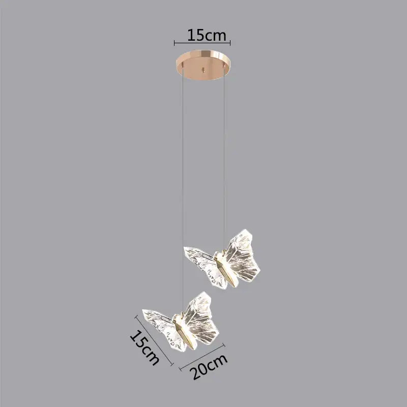 Golden butterfly led pendant light for kitchen and dining room