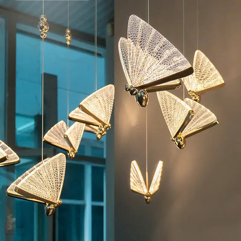 Golden butterfly led pendant light for kitchen and dining room