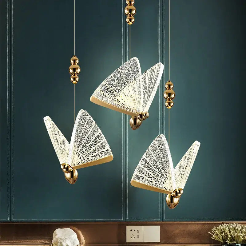 Golden butterfly led pendant light for kitchen and dining room