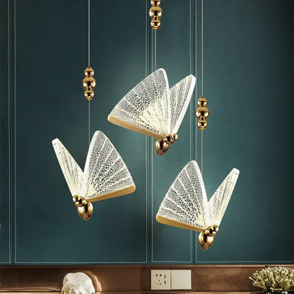 Golden butterfly led pendant light for kitchen and dining room