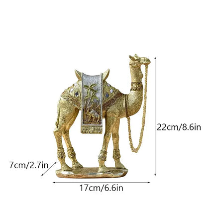 Golden camel resin sculpture set gold & silver office decor