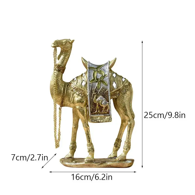 Golden camel resin sculpture set gold & silver office decor