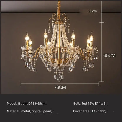 Golden cascading crystal led chandelier pendant light for villa stairs