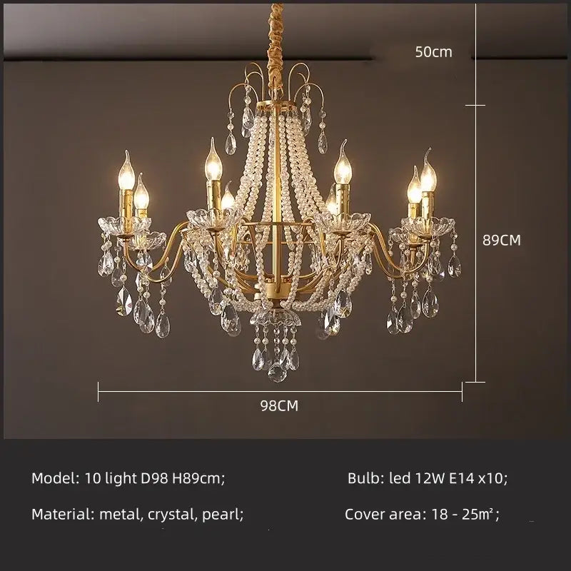 Golden cascading crystal led chandelier pendant light for villa stairs