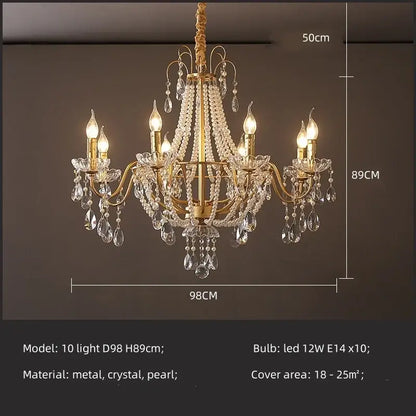 Golden cascading crystal led chandelier pendant light for villa stairs