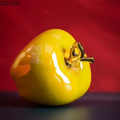 Golden ceramic apple sculpture living room table decor