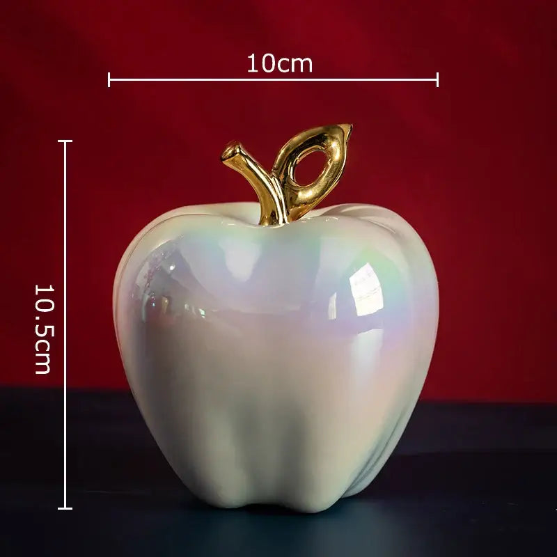 Golden ceramic apple sculpture living room table decor