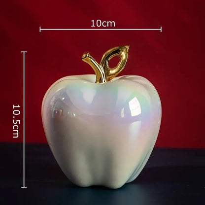 Golden ceramic apple sculpture living room table decor
