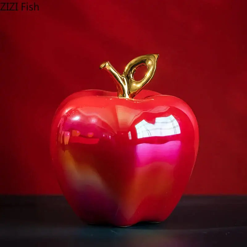 Golden ceramic apple sculpture living room table decor