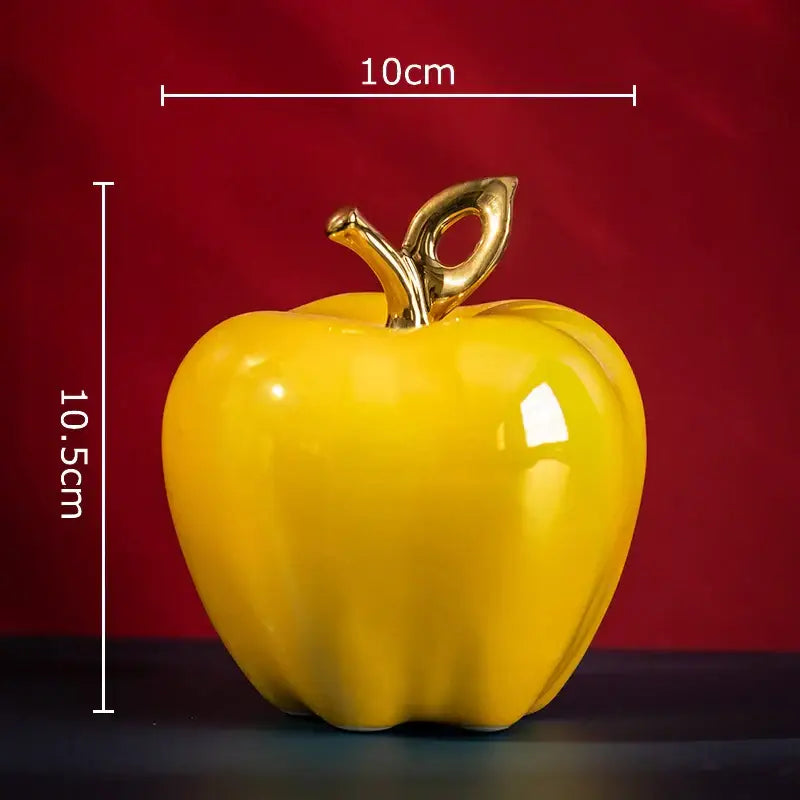 Golden ceramic apple sculpture living room table decor