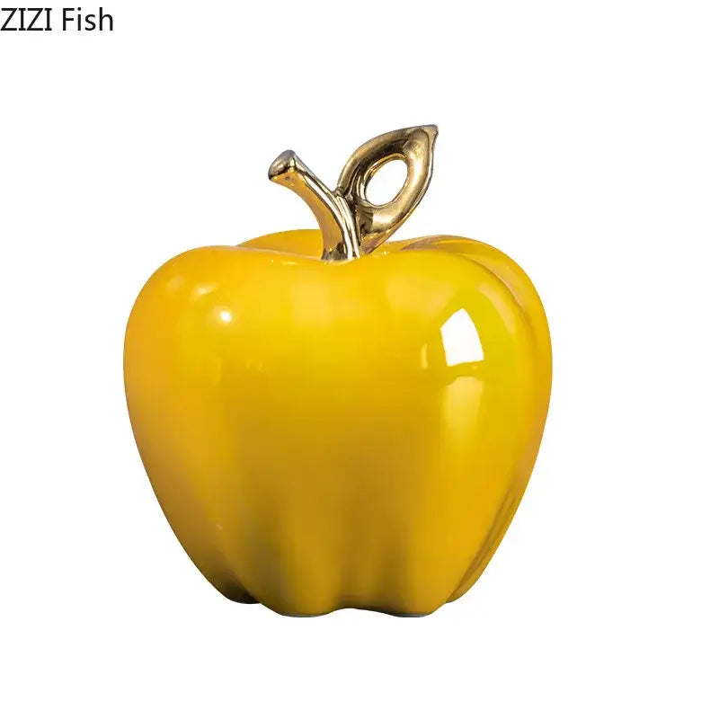 Golden ceramic apple sculpture living room table decor