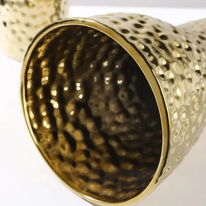 Golden ceramic geometric honeycomb vase living room decor