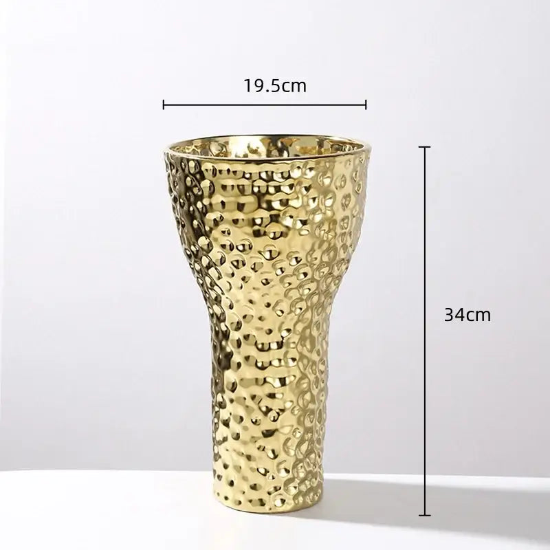 Golden ceramic geometric honeycomb vase living room decor