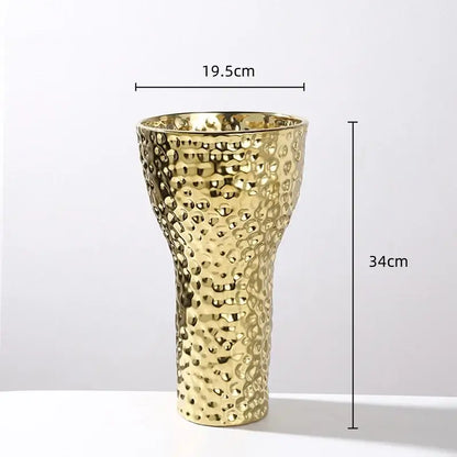 Golden ceramic geometric honeycomb vase living room decor
