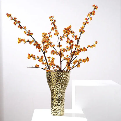 Golden ceramic geometric honeycomb vase living room decor