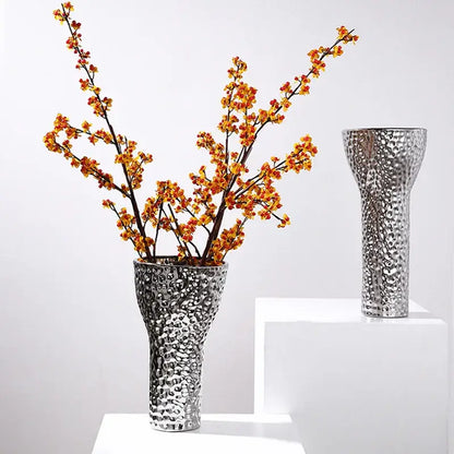 Golden ceramic geometric honeycomb vase living room decor