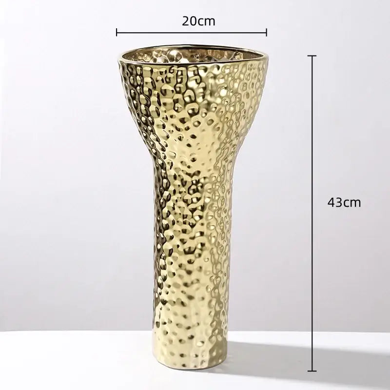 Golden ceramic geometric honeycomb vase living room decor