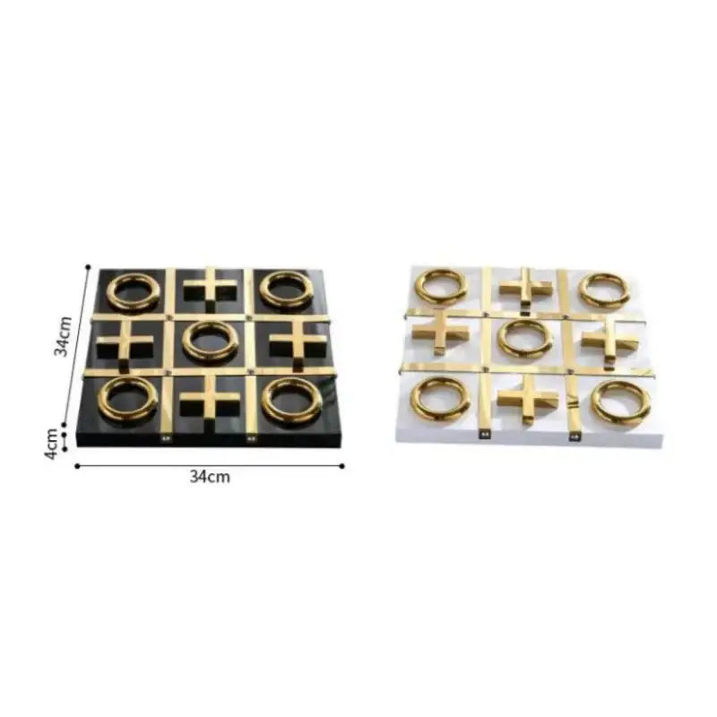 Golden chessboard metal handicraft tic-tac-toe set living room decor