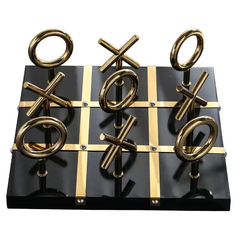 Golden chessboard metal handicraft tic-tac-toe set living room decor