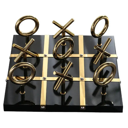Golden chessboard metal handicraft tic-tac-toe set living room decor