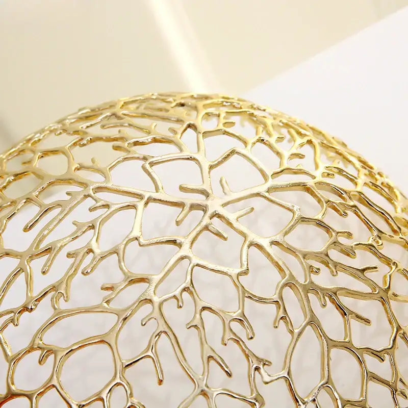 Golden coral shapes metal tray dining room fruit bowl