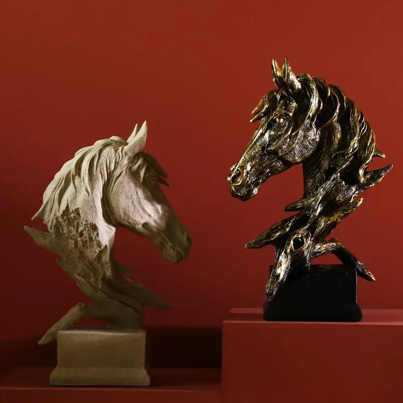 Golden country resin horsehead figurine office decor