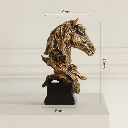 Golden country resin horsehead figurine office decor