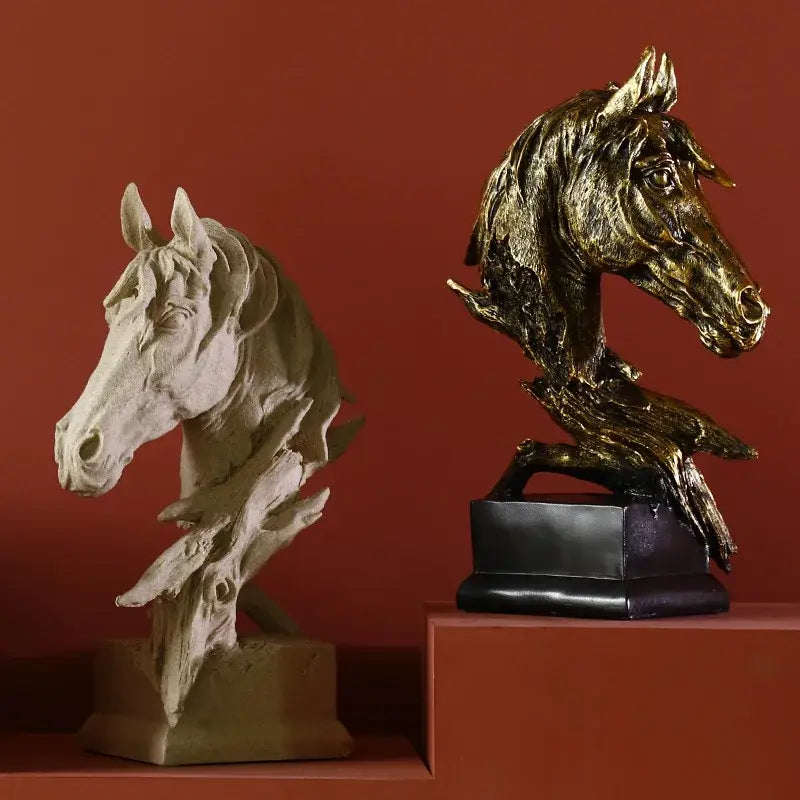 Golden country resin horsehead figurine office decor