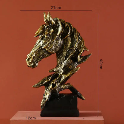 Golden country resin horsehead figurine office decor