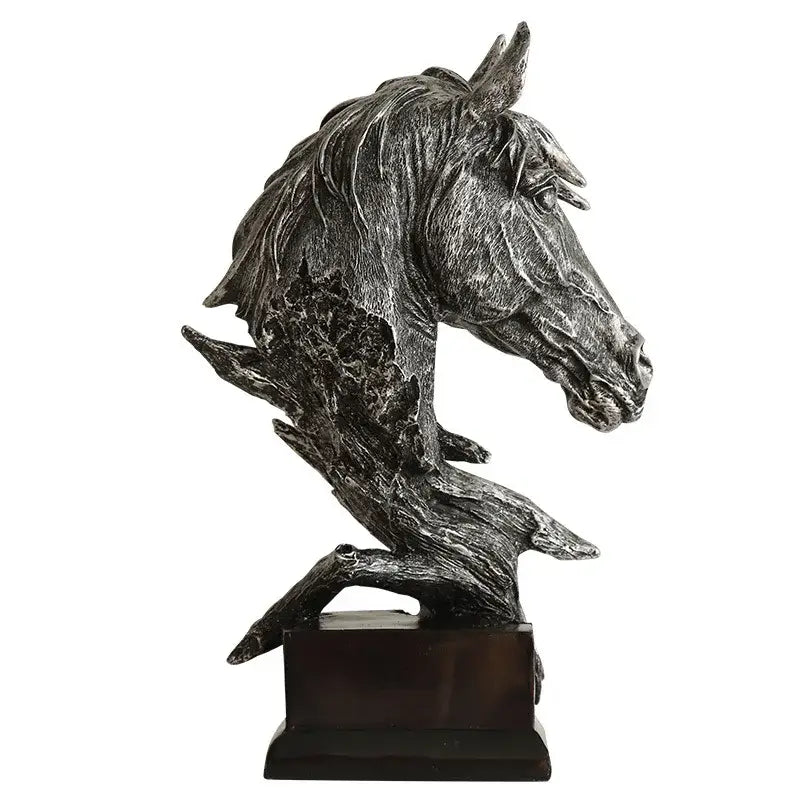 Golden country resin horsehead figurine office decor
