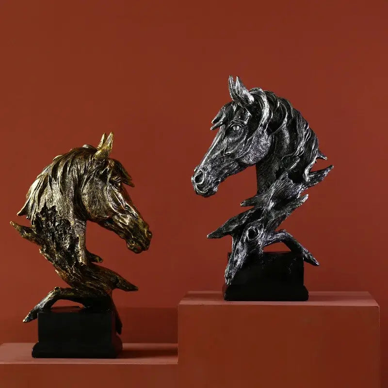 Golden country resin horsehead figurine office decor