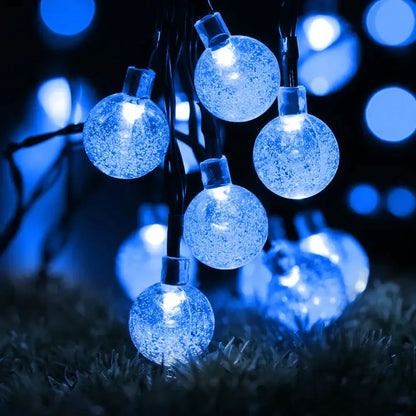 Golden crackled glass crystal ball solar fairy lights garden decor