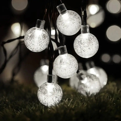 Golden crackled glass crystal ball solar fairy lights garden decor