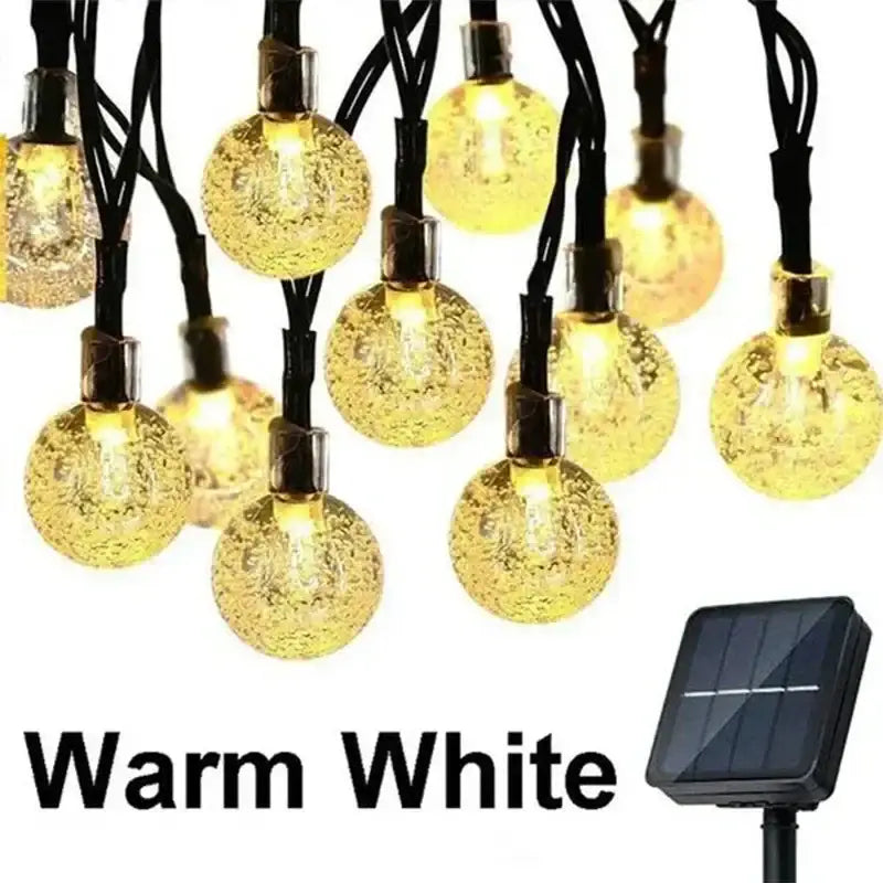 Golden crackled glass crystal fairy solar string lights patio decor