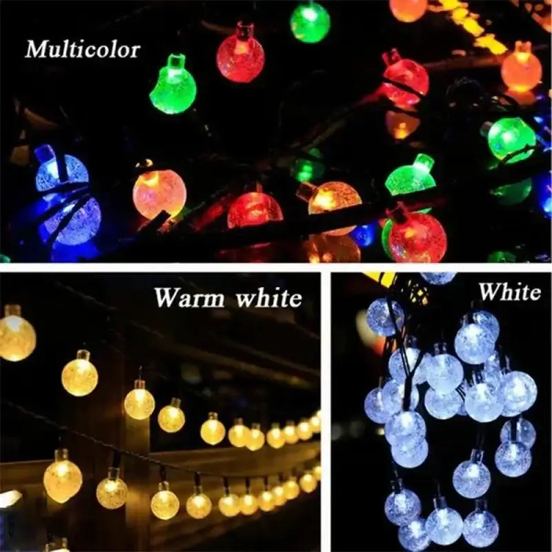 Golden crackled glass crystal fairy solar string lights patio decor